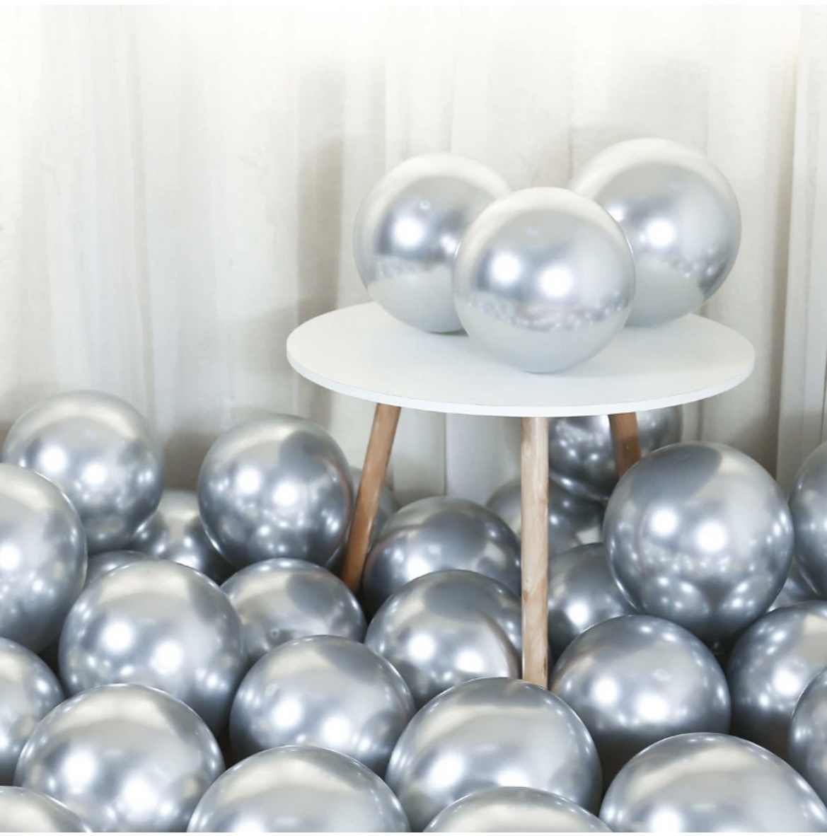 Metallic Chrome Latex Balloons Silver