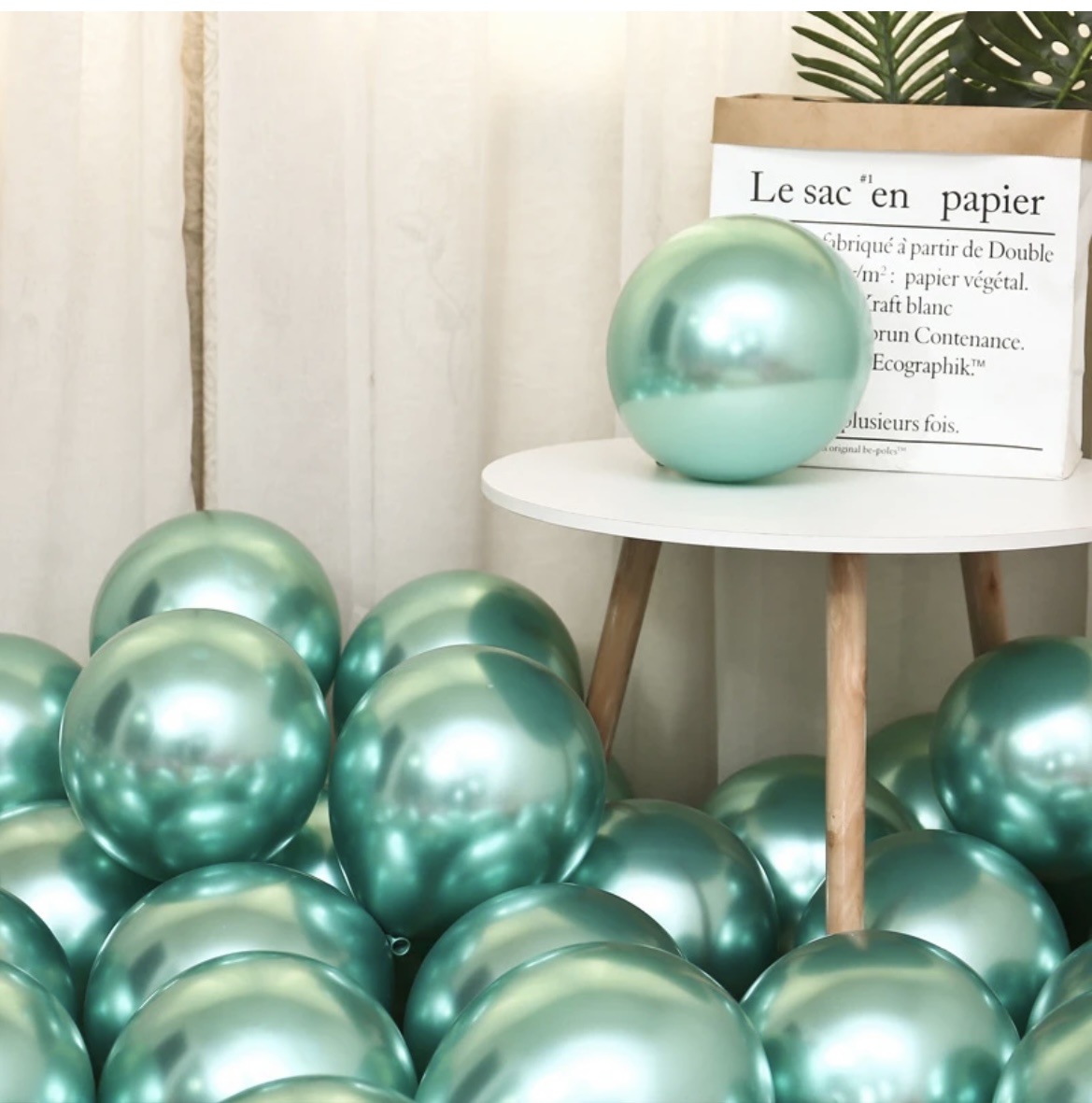 Metallic Chrome Latex Balloons Green