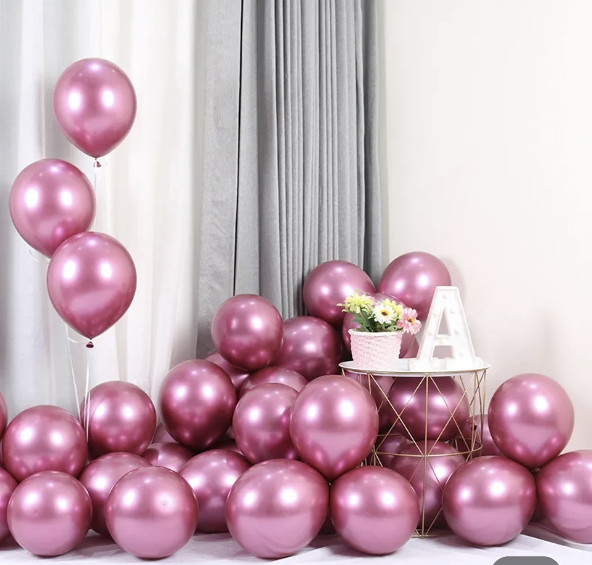 Metallic Chrome Latex Balloons Pink
