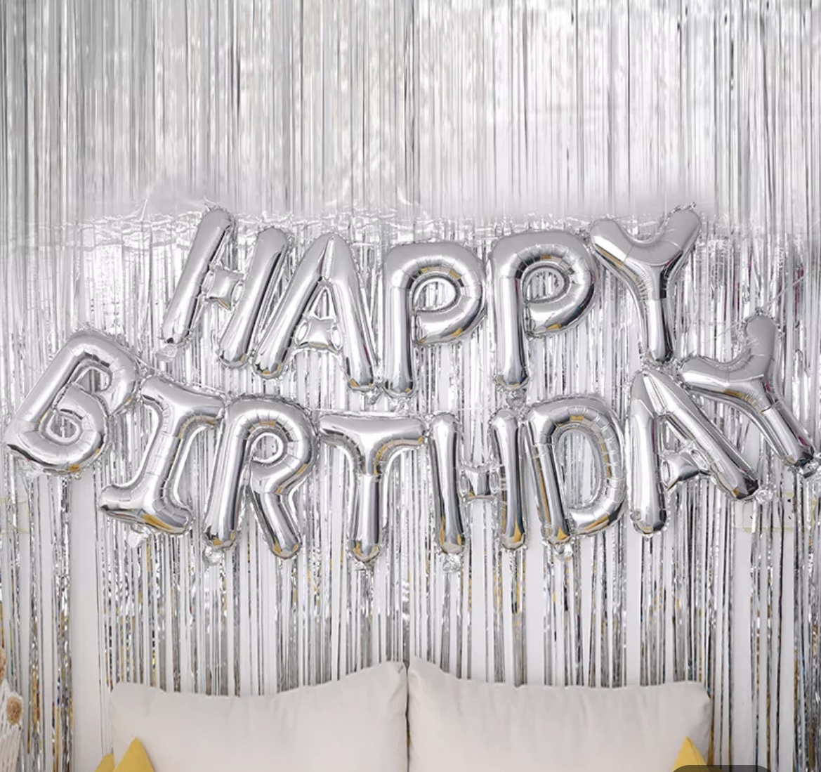 Happy Birthday foil Letters Silver