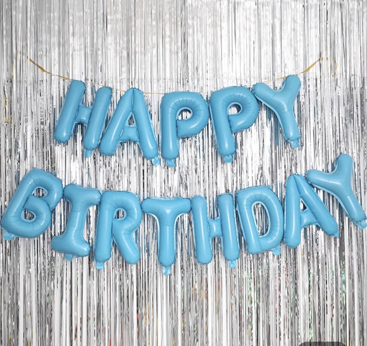 Happy Birthday foil Letters Light Blue