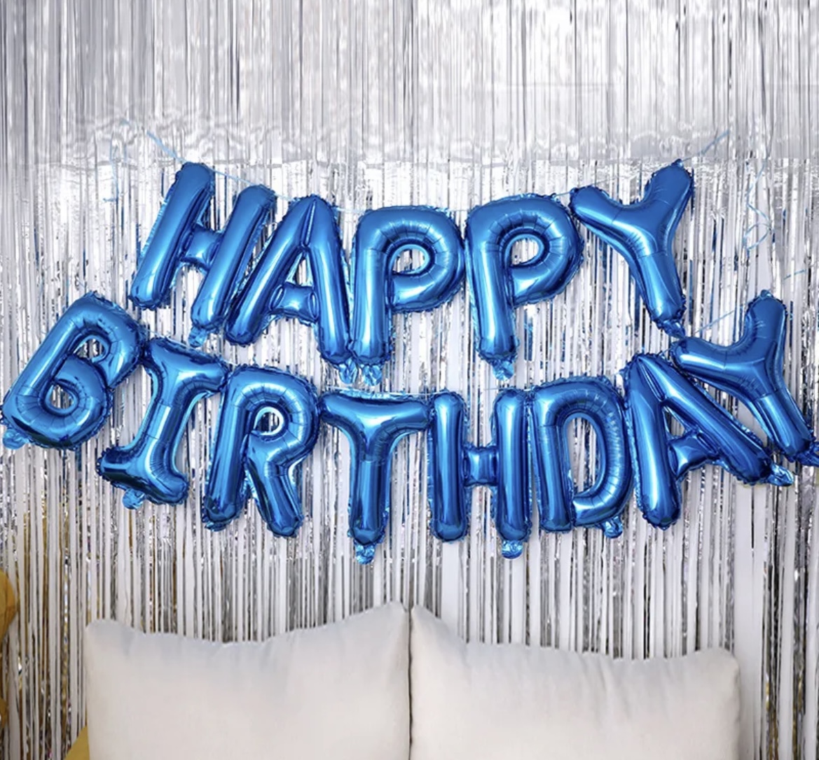 Happy Birthday foil Letters Blue