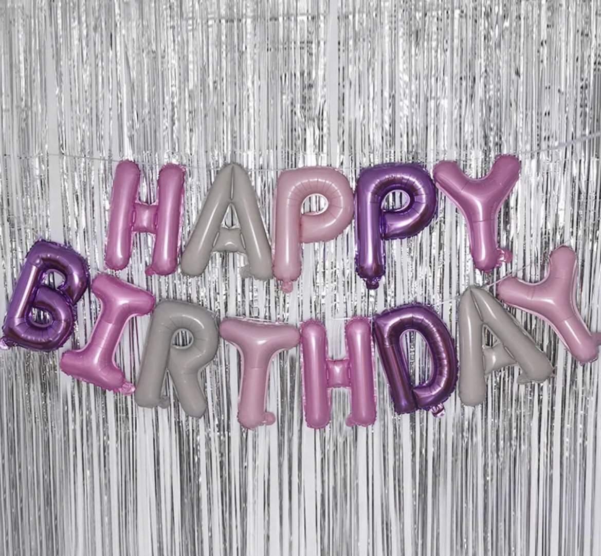 Happy Birthday foil Letters Purple