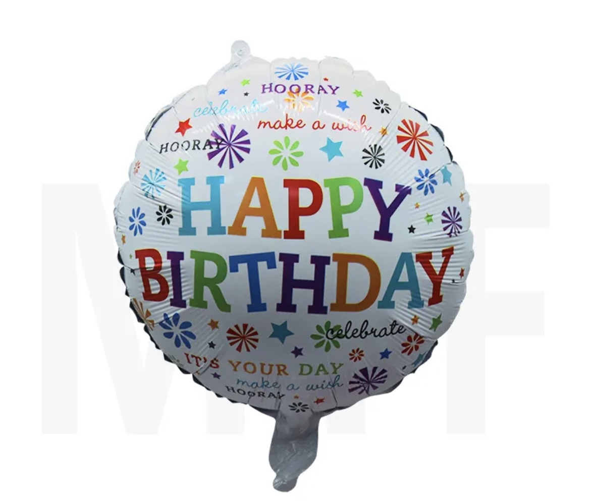 Happy Birthday foil Balloon white all color