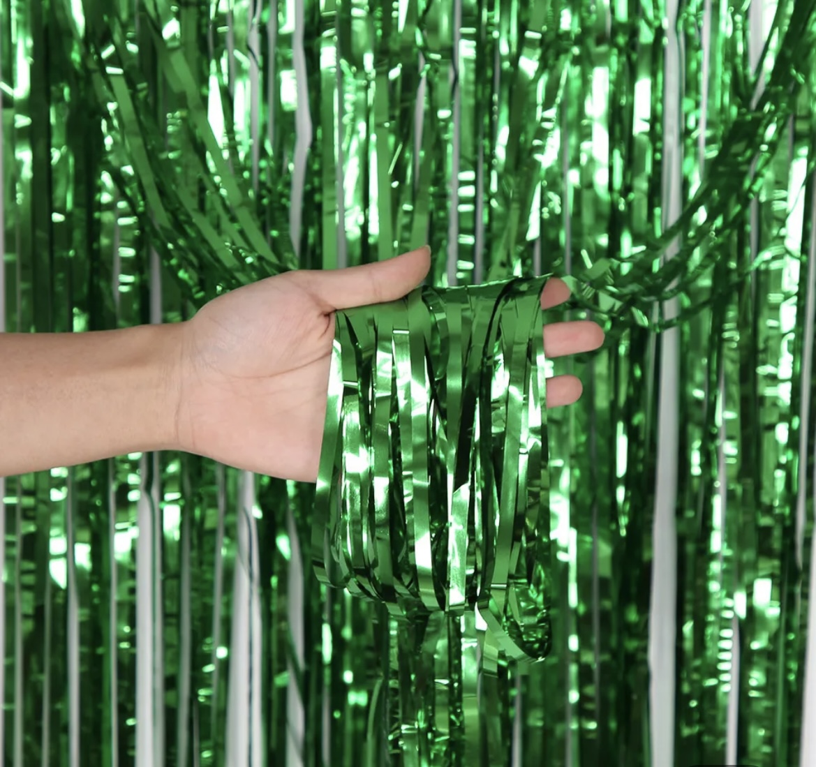 Foil Fringe Curtain Green