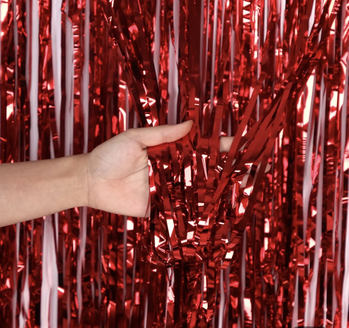 Foil Fringe Curtain Red