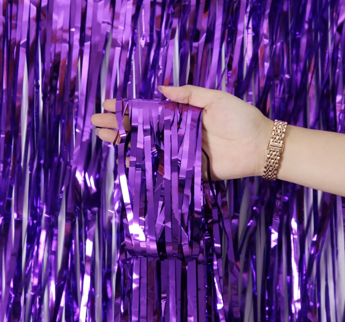 Foil Fringe Curtain Purple