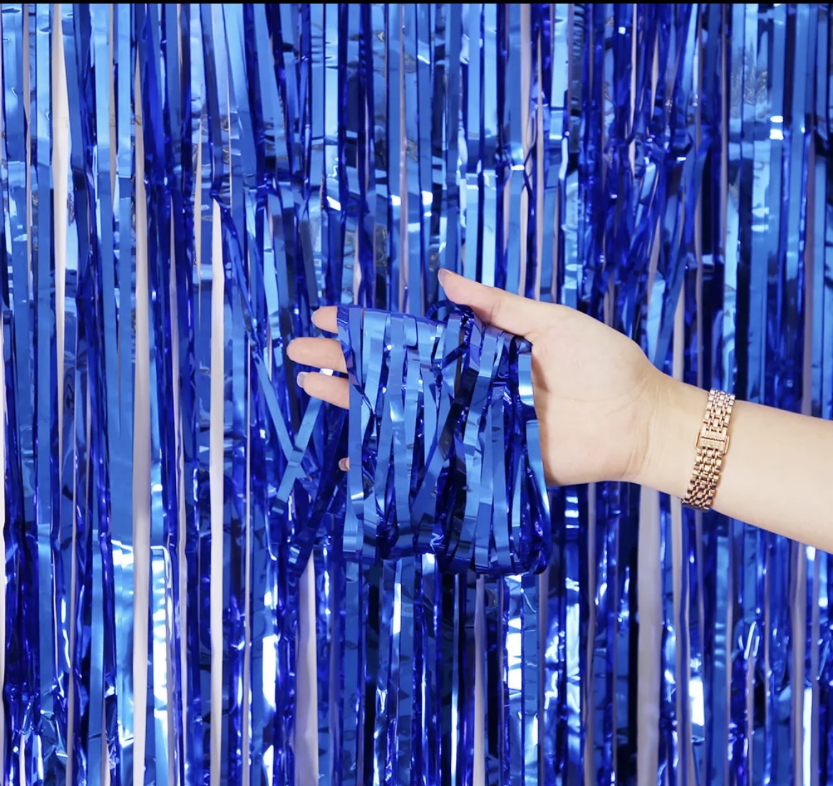 Foil Fringe Curtain Dark Blue