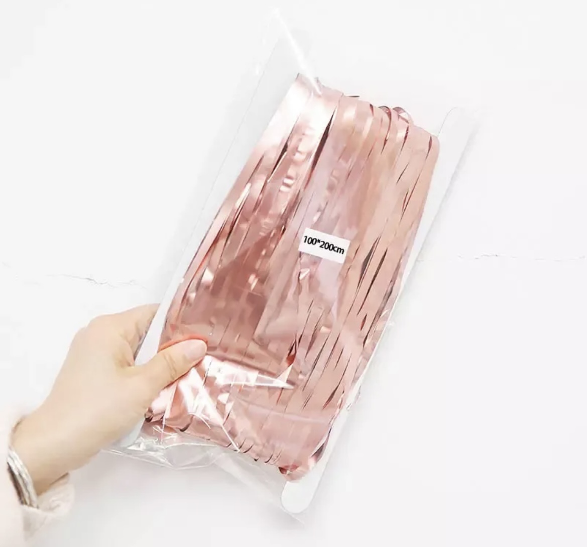 Foil Fringe Curtain Light Pink