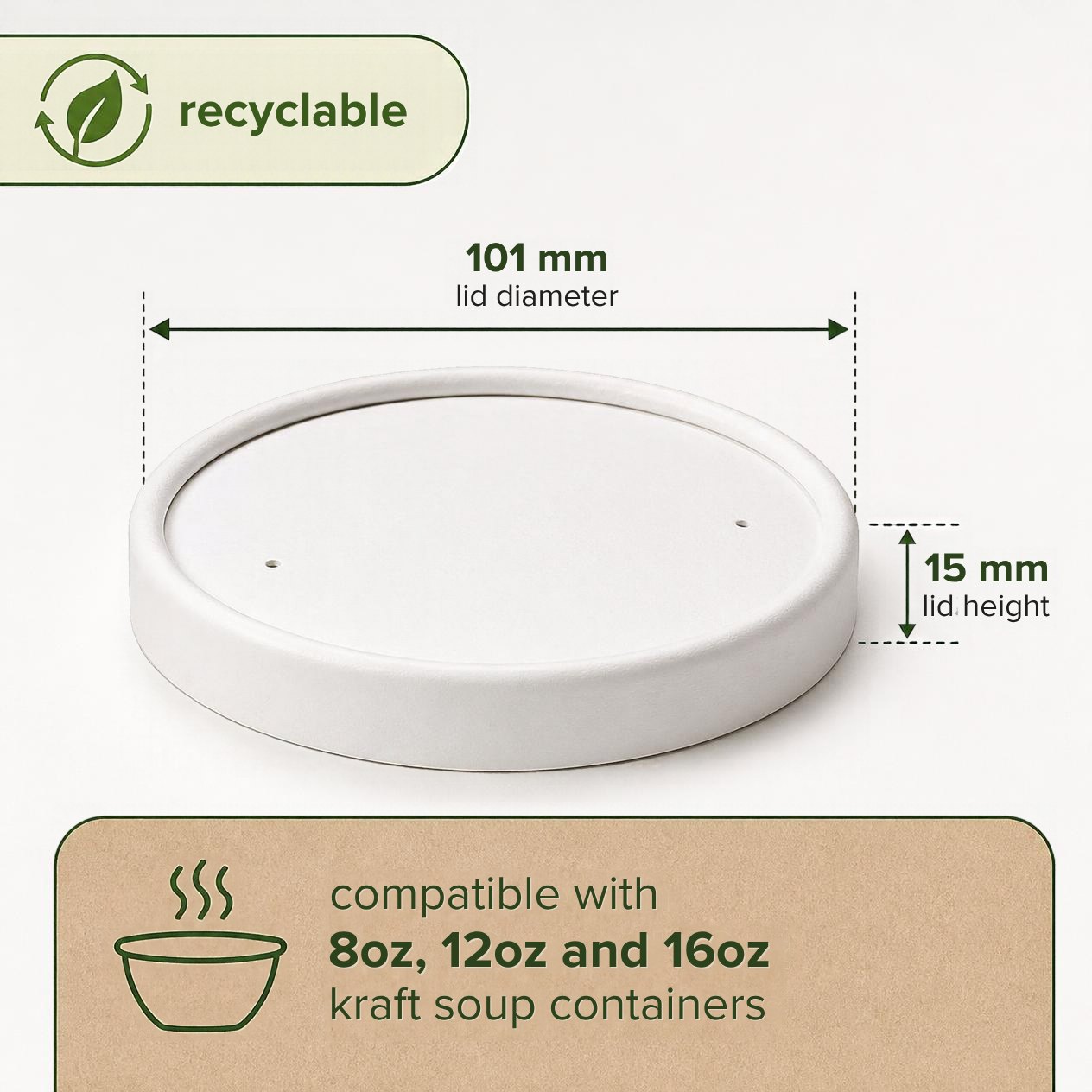 8oz/12oz/16oz White Paper Vented Lids-50pcs